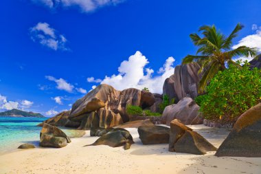 Beach Source d'Argent at Seychelles clipart