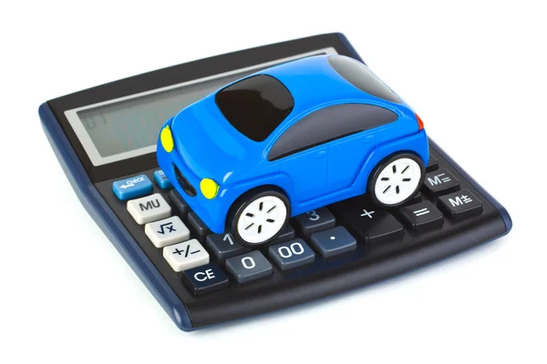 Calculadora e carro de brinquedo — Fotografia de Stock