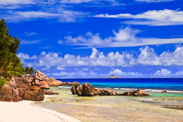 Seychelle-szigeteki trópusi tengerparton — Stock Fotó