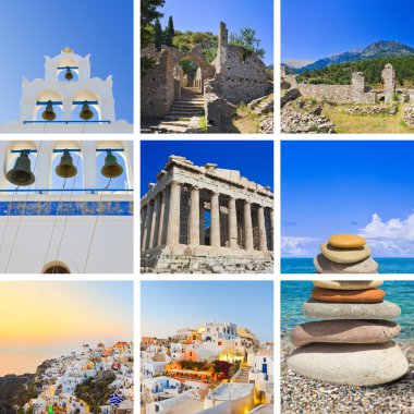Yunanistan seyahat fotoğraf kolaj