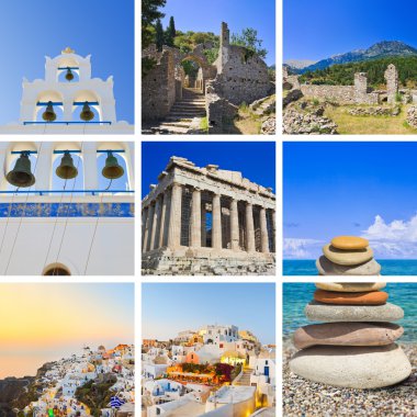 Collage of Greece travel images clipart