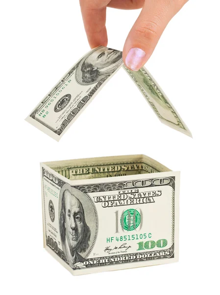 Hand and money house — Stock Photo, Image