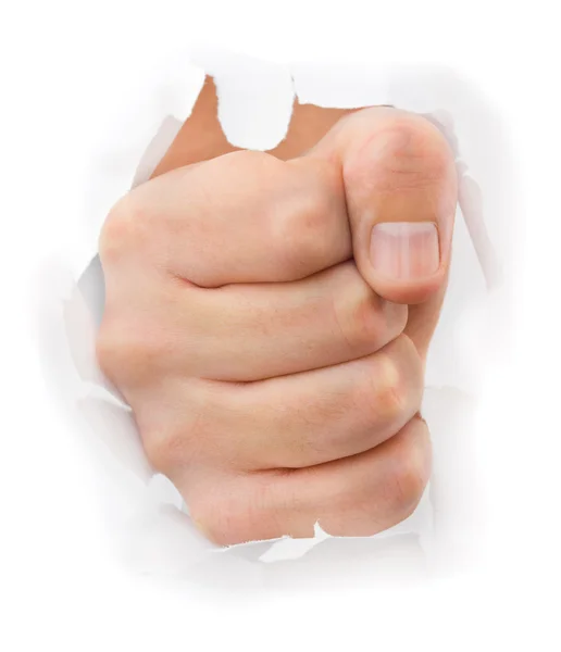 Fist punching paper — Stock Photo, Image
