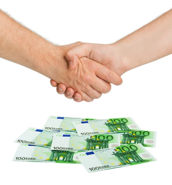 Handshake and money euro — Stock Photo, Image
