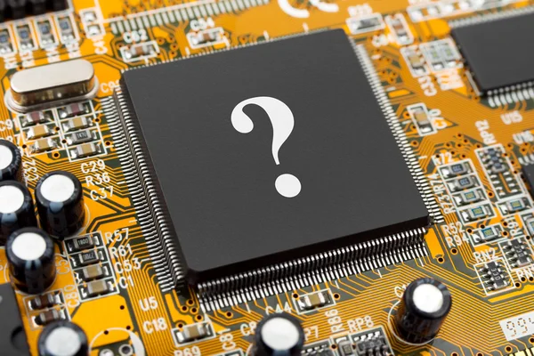 Pytanie na komputer chip — Zdjęcie stockowe
