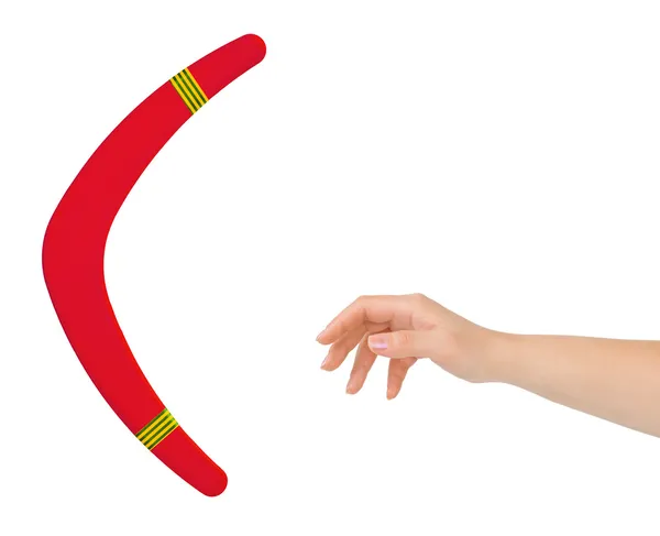 Hand und Bumerang — Stockfoto