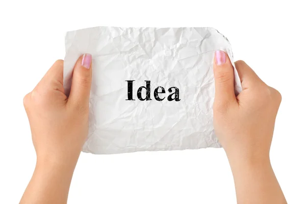 Mani e carta Idea — Foto Stock