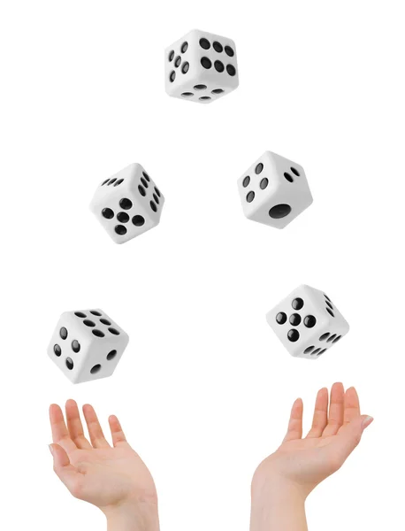 Hands throwing dices — Stock Photo, Image
