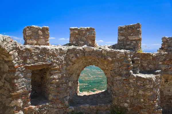 Ruínas do velho forte em Mystras, Grecia — Fotografia de Stock