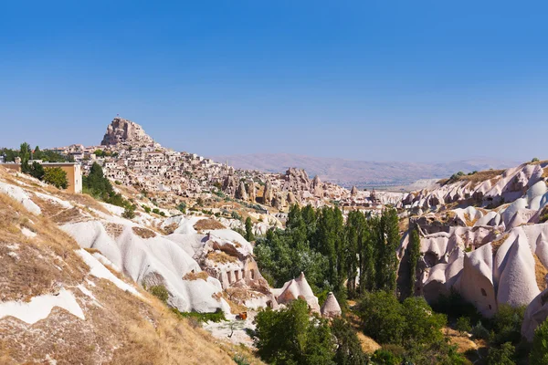 Uchisar caverna cidade na Capadócia Turquia — Fotografia de Stock