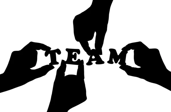 Hände und Wort-Team — Stockfoto