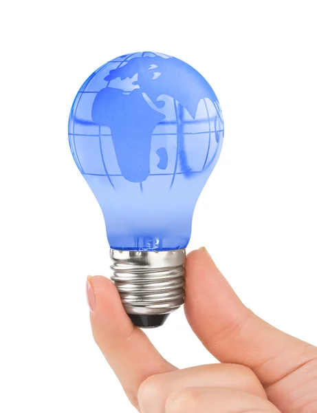 stock image Hand and lamp with globe