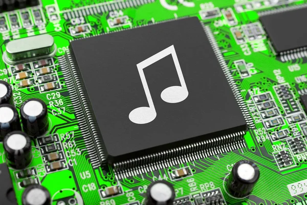 Musik anteckning på dator chip — Stockfoto