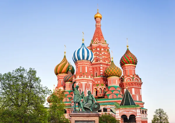 stock image Saint Basil Cathedral on Red square, Moscow at sunset