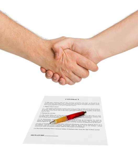 Handshake a smlouvy — Stock fotografie