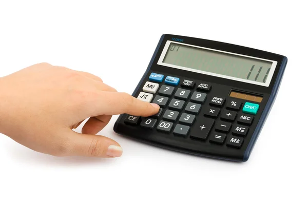 Calcolatrice mani e affari — Foto Stock