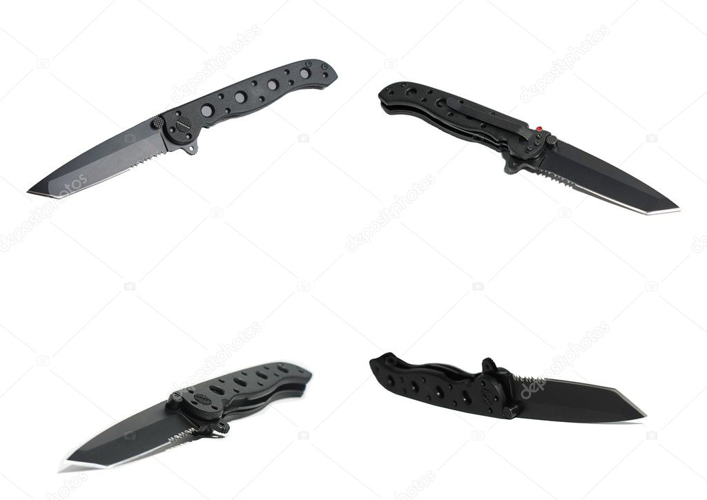 Black tactical knife collages