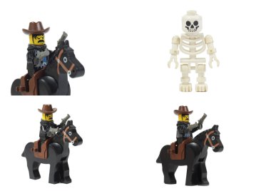 kovboy oyuncak at lego iskelet üzerinde