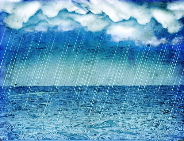 Tempesta di pioggia in mare.Vintage sfondo natura con nuvole scure — Foto Stock