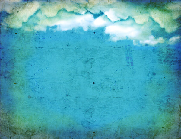 Vintage sky with dark clouds.Nature background for design on old paper