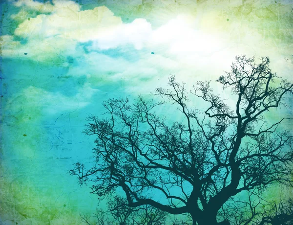 Grunge nature background with tree — Stock Photo, Image