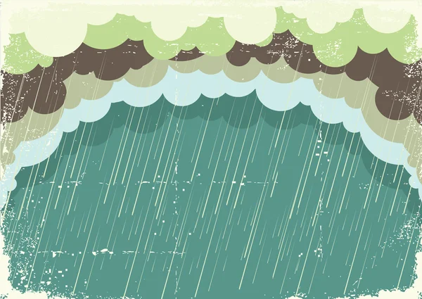 Illustration of raining clouds on old paper texture.Vintage back — Stock Vector