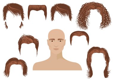 Hairstyle.Man face and set of haircuts clipart