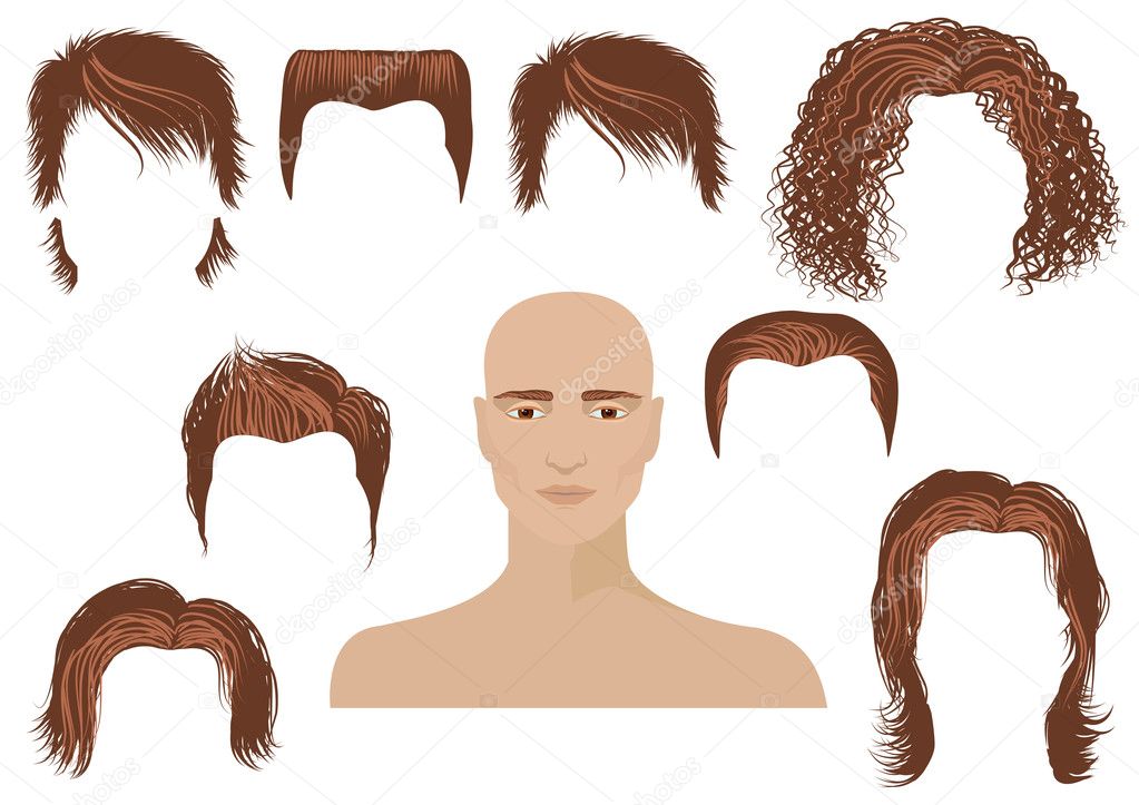 Hairstyle.Man face and set of haircuts