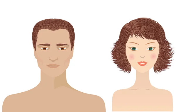 Man and woman portraits isolated for design — Stock Vector