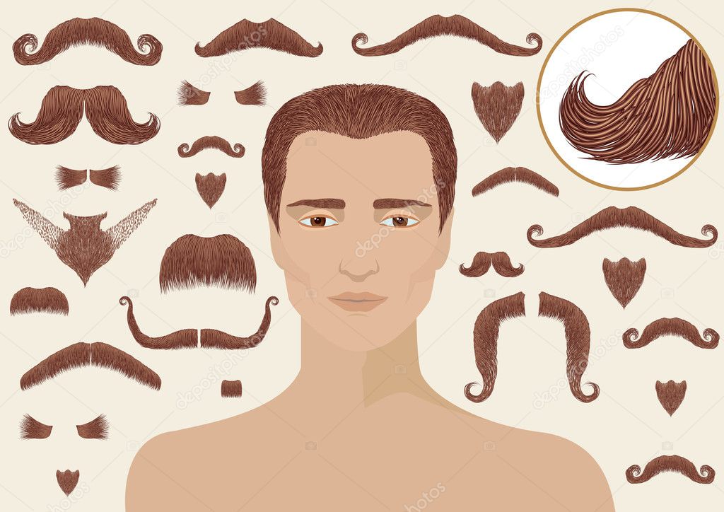 Mustaches and beards for man.Big collection isolated for design