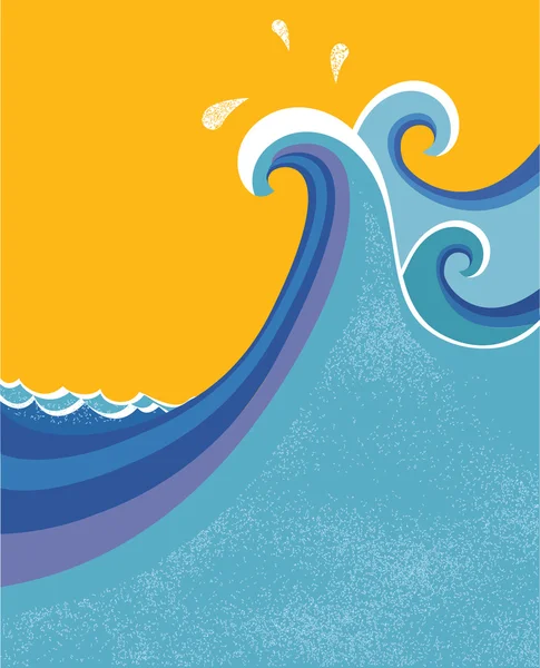Cartel de olas marinas. Ilustración vectorial del paisaje marino . — Archivo Imágenes Vectoriales
