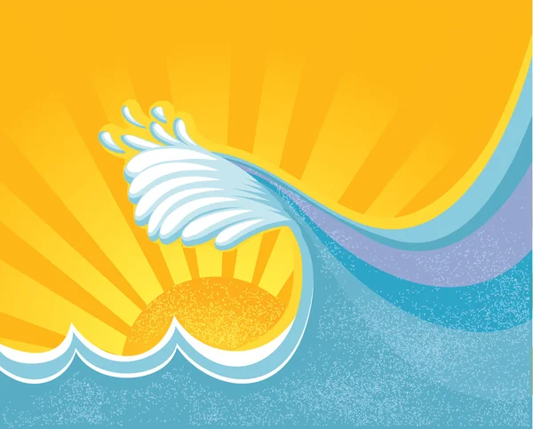 Grande vague de mer. Illustration vectorielle du paysage marin . — Image vectorielle