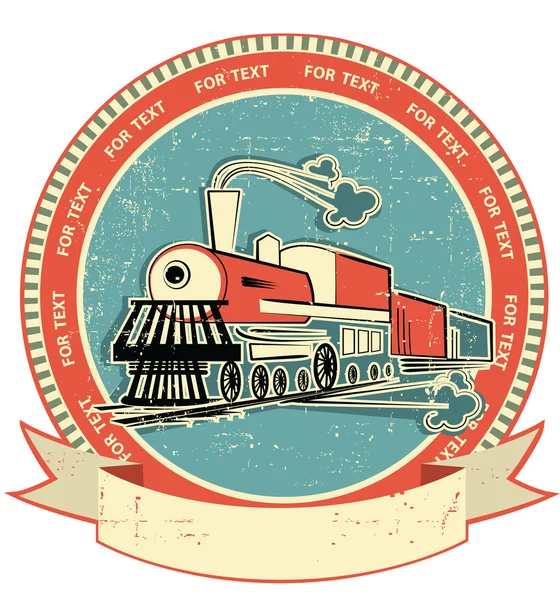 Etiqueta de la locomotora.Estilo vintage en la textura antigua — Vector de stock