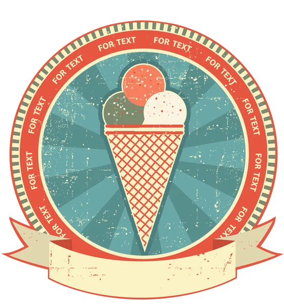 Ice cream label set on old paper texture.Vintage background — Stock Vector