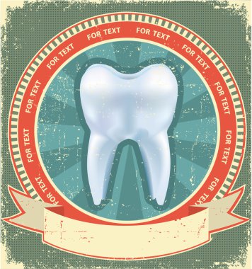 Tooth label set on old paper texture.Vintage background clipart