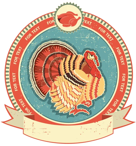 Turkey label on old paper texture.Vintage style — Stock Vector