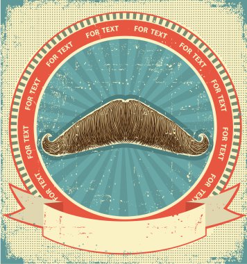 Mustaches symbol set on old paper texture.Vintage background clipart