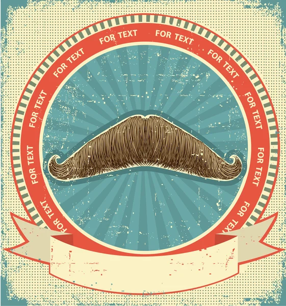 Mustaches symbol set on old paper texture.Vintage background — Stock Vector