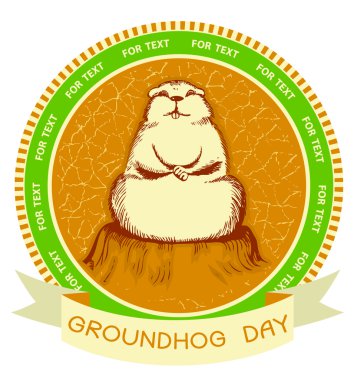 Groundhog day.Vector label background for text clipart