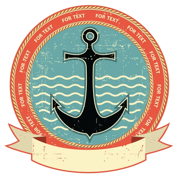 Etiqueta náutica anchor.Vintage en textura de papel viejo — Vector de stock