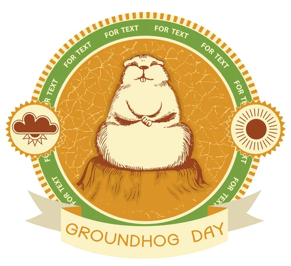 Groundhog day.Vector label background para texto — Vetor de Stock