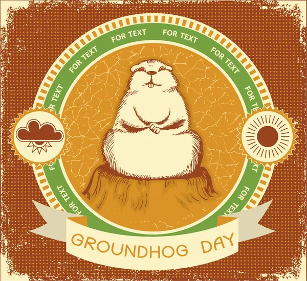 Groundhog day.Vector label background for text with grunge textu — Stock Vector