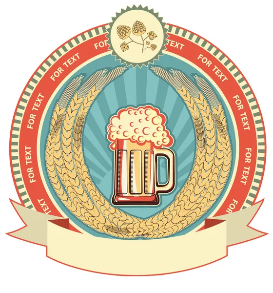 Bière symbole de l'étiquette.Fond vectoriel sur blanc pour le texte — Image vectorielle