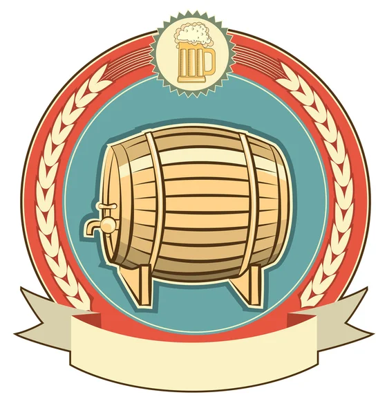 Baril d'étiquette de bière sur fond blanc — Image vectorielle