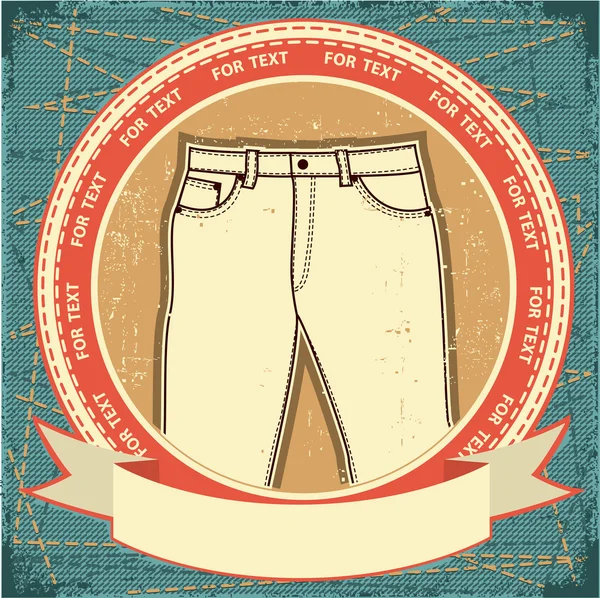 Etiqueta Jeans conjunto en papel grunge. Vector ropa fondo — Vector de stock