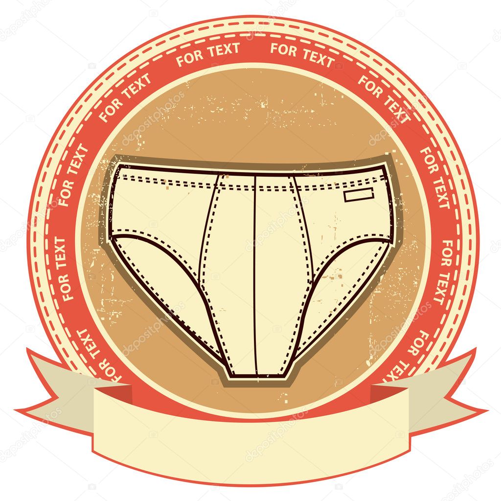Man underwear label set on grunge paper.Vector clothes backgroun