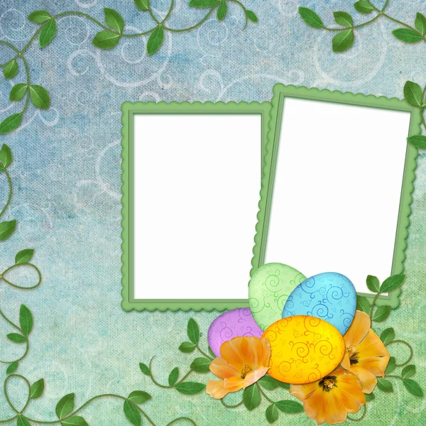 Ostergrußkarte mit Deko-Ei — Stockfoto
