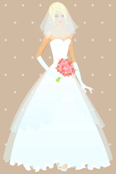 Beautiful girl in wedding dress — Stock Vector