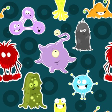 Seamless pattern with funny monsters clipart