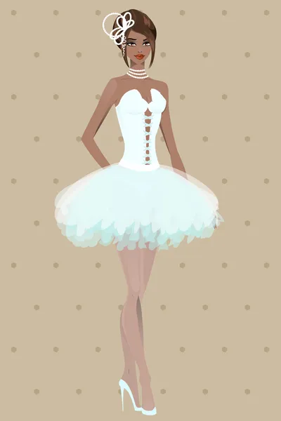 Hermosa chica en vestido de novia — Vector de stock